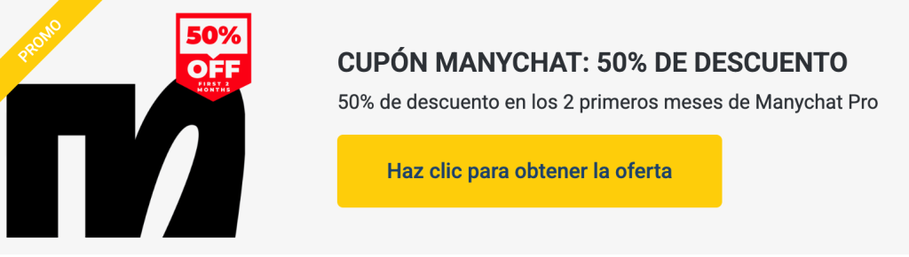 cupon manychat pro 50 descuento