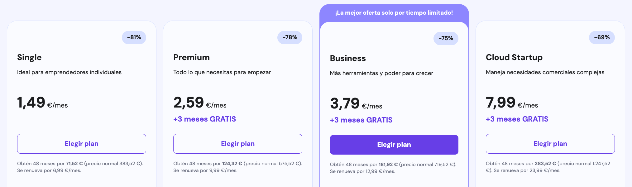 hostinger precios descuento tabla