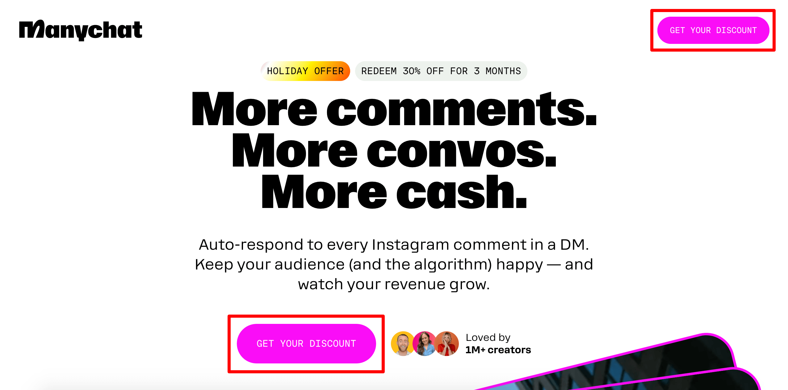 manychat coupon code discount holiday offer