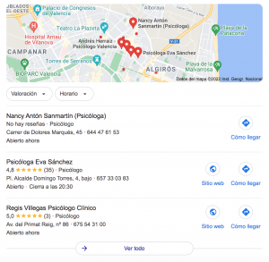 seo local psicologo valencia mapas google